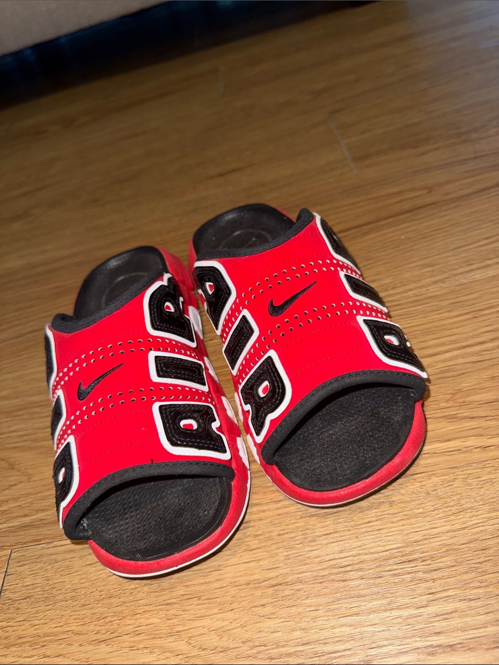 Nike Kids Red and Black Slide Sandals